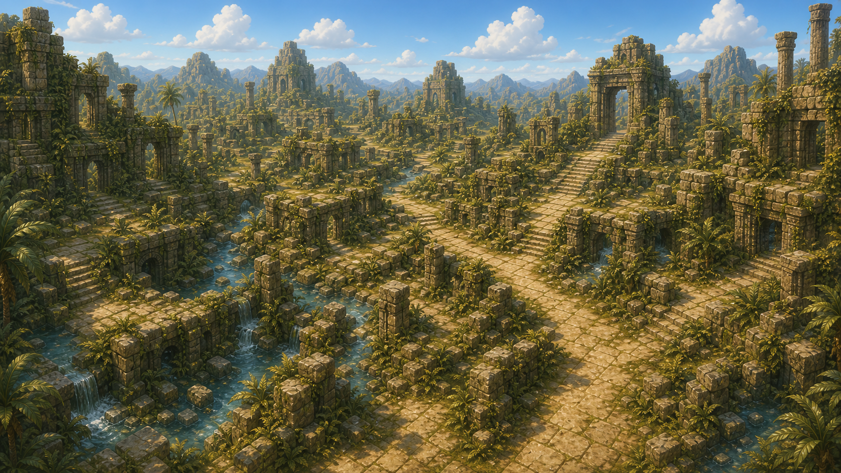 Fifty-level ruins panorama