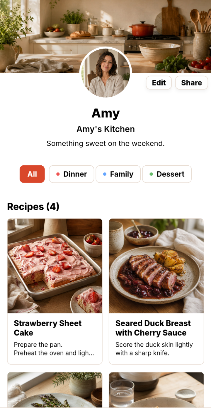 Recipe archive screenshot